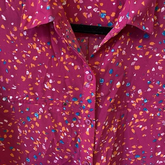 APT.9 Women Blouse/Shirt Size M Long Sleeve Multicolored Button up Sheer Summer - Picture 8 of 8